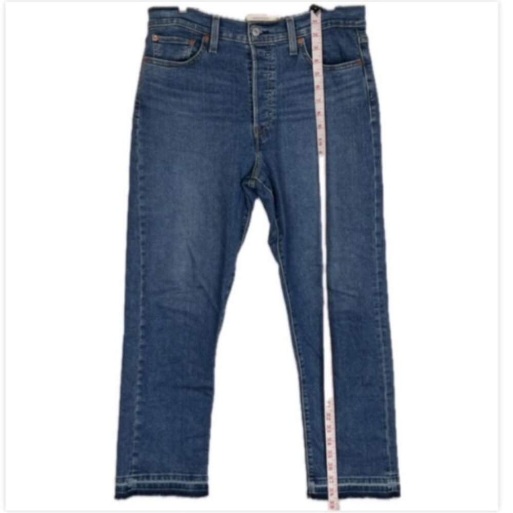 Levi’s Wedgie Jeans Womens 32 x 27 Crop High Rise Straight Leg Medium Wash Denim - Picture 12 of 15